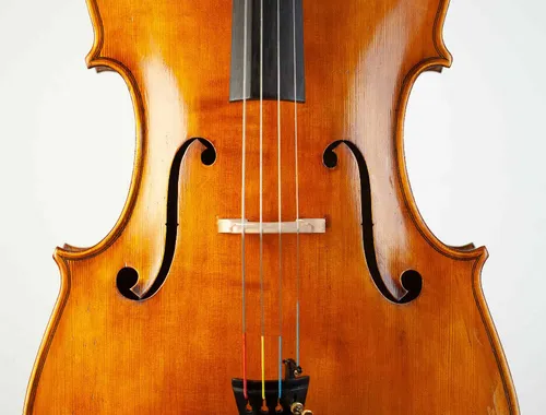 Old cello labeled G. Pedrazzini 1945 violoncello