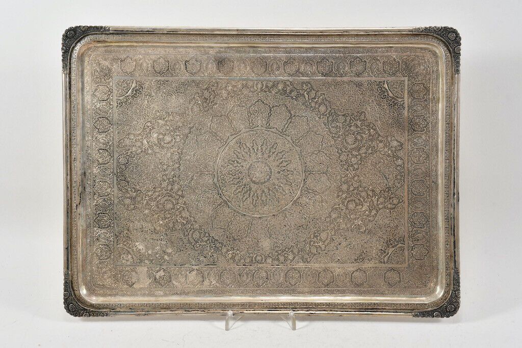 M06L11- 84er Zolotniki Silber Tablett & 4x Kanne mit Horn Griff