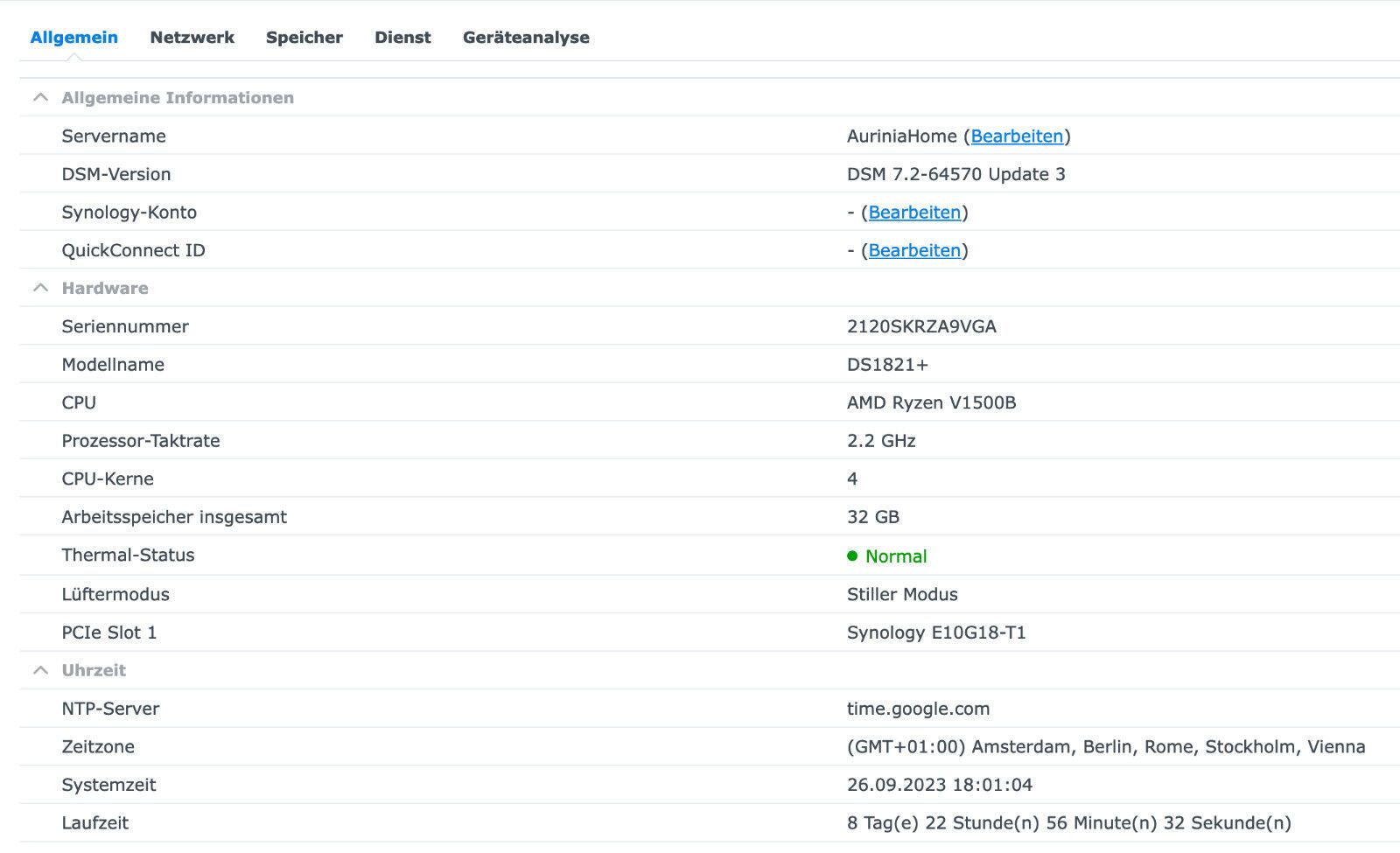 Synology DS1821+  NAS Vollausstattung * 32GB