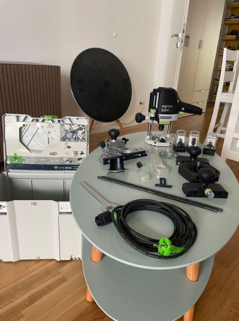 FESTOOL OF1400 EBQ-Plus Oberfräse +FS OF1400+Fräsen D36/45°; D31,7/R9,5; D18/30