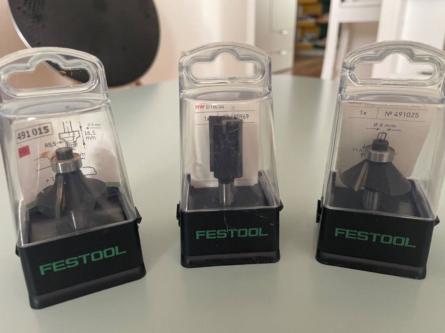 FESTOOL OF1400 EBQ-Plus Oberfräse +FS OF1400+Fräsen D36/45°; D31,7/R9,5; D18/30