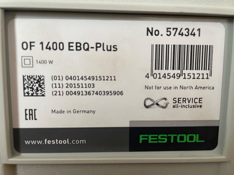 FESTOOL OF1400 EBQ-Plus Oberfräse +FS OF1400+Fräsen D36/45°; D31,7/R9,5; D18/30