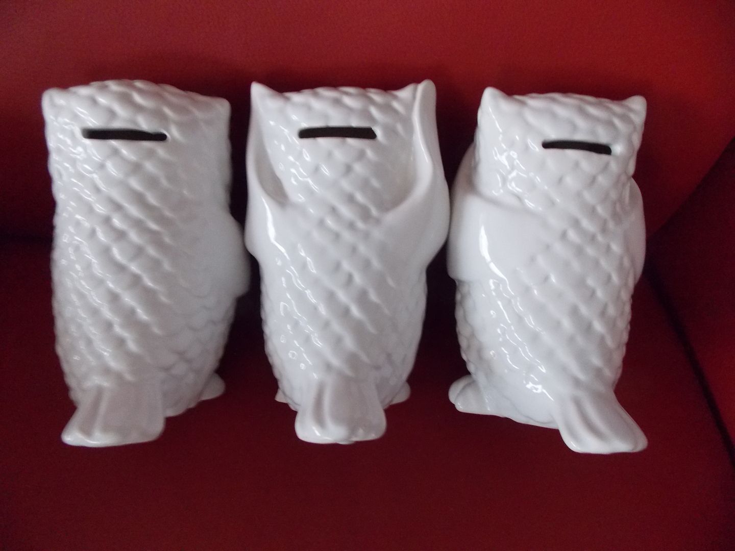 3 Porzellan Spardosen Eulen zu verkaufen