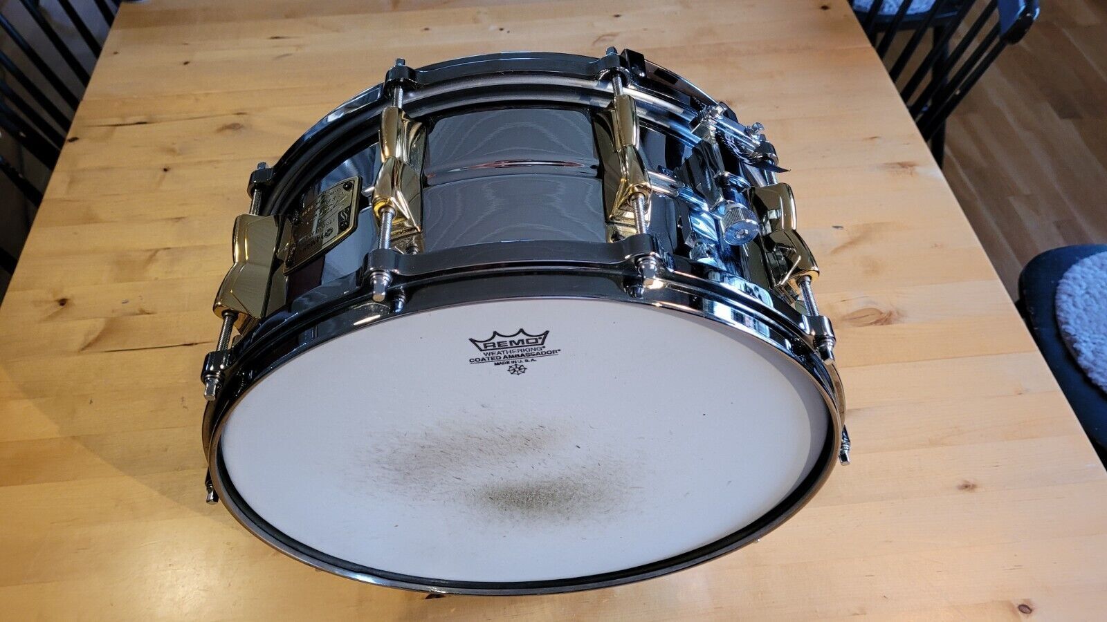 Yamaha Paul Leim SD465PL Nahtlos Chrom über Messing Snare Drum