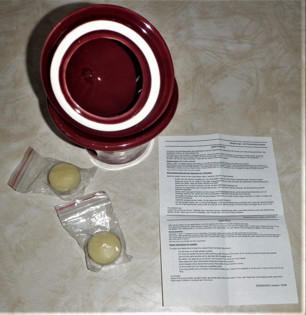 Apfel Bräter Set aus Keramik weinrot