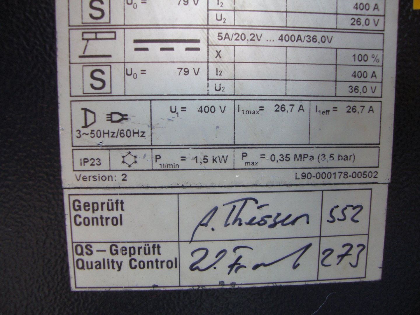 EWM Tetrix Comfort 401 FW, WIG-Schweißgerät, Gleichstrom, 400 A
