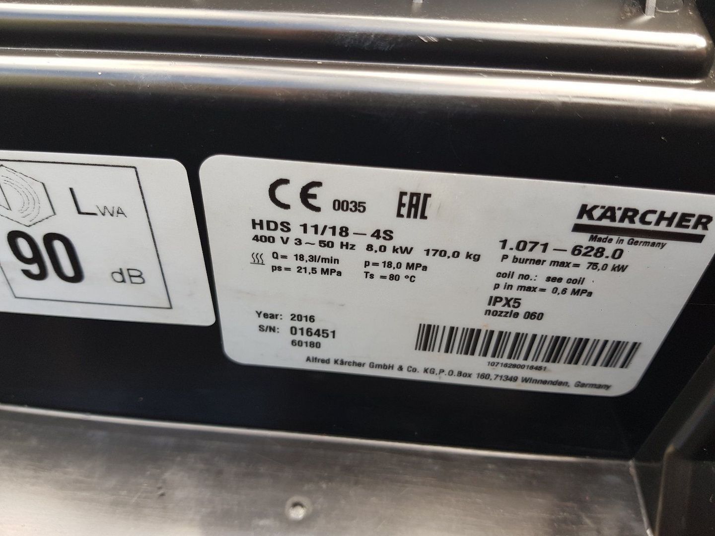 Kärcher Hochdruckreiniger HDS 1118 - 4S Heißwasser 400Volt