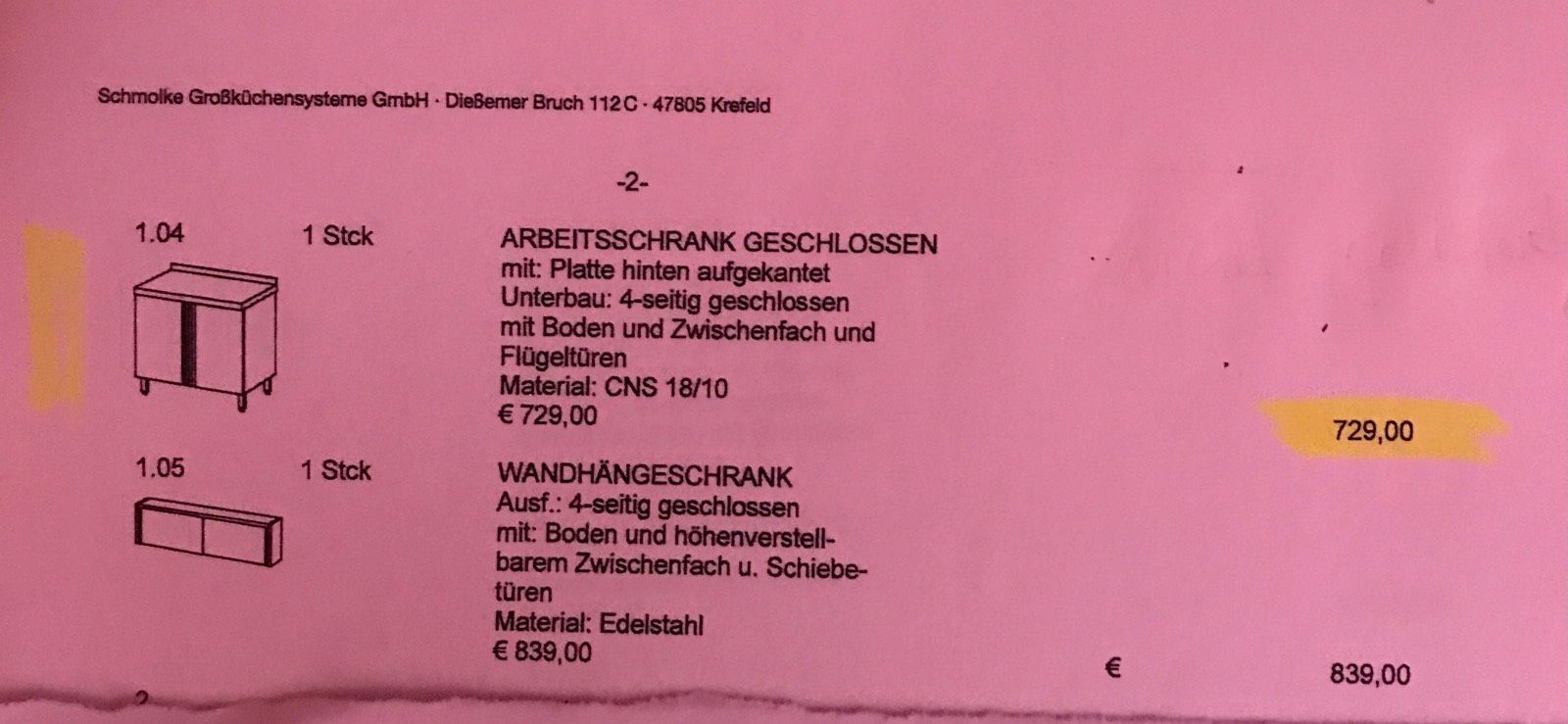 Küchenzeile aus Edelstahl CNS 1810