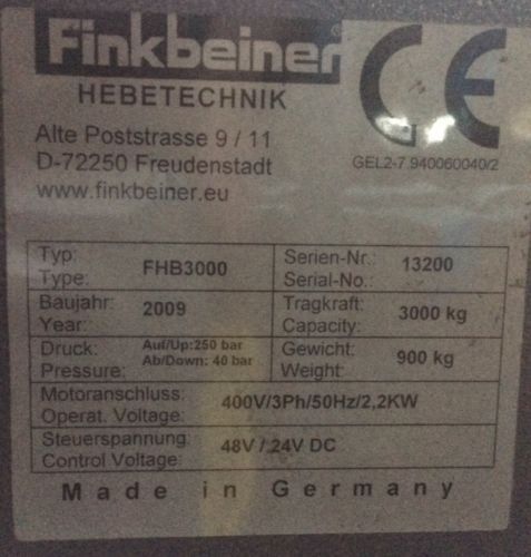 FINKBEINER FBH3000 MOBILE 2 SÄULEN HEBEBÜHNE 3T TRAGKRAFT