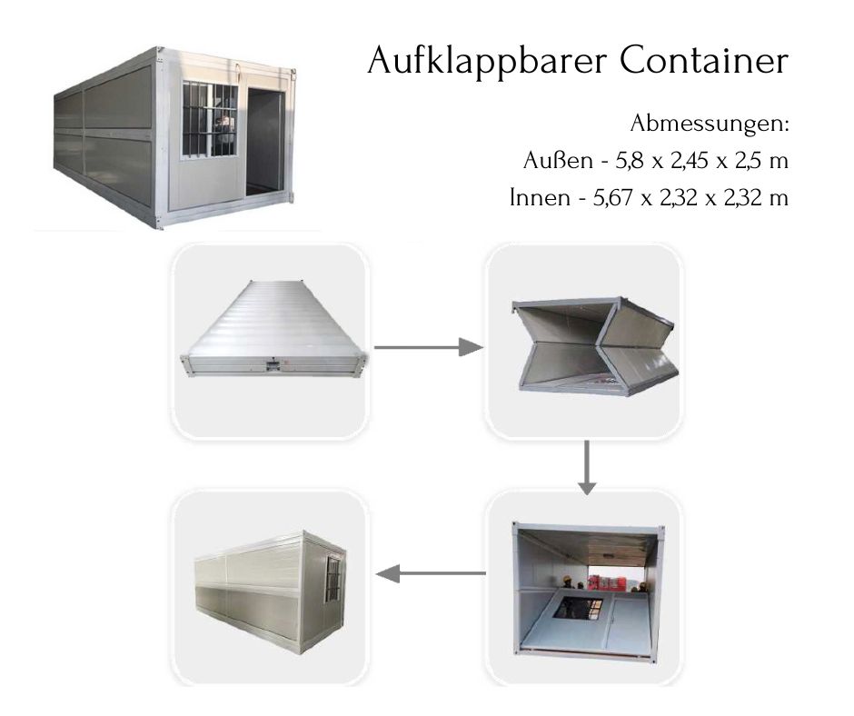 Container aufklappbar faltbar Garten Bau Wohn Büro Schuppen