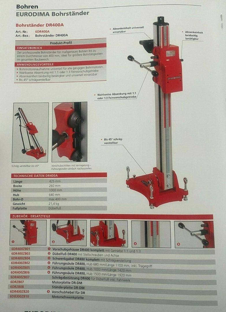 Kernbohrgeräte Bohrständer Bohrkronen Eurodima gebraucht
