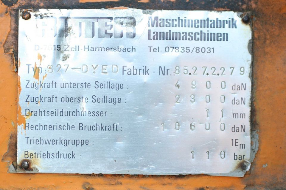 Forstseilwinde Fa.Ritter für Dreipunktanhängung Doppeltrommel Funkfernsteuerung