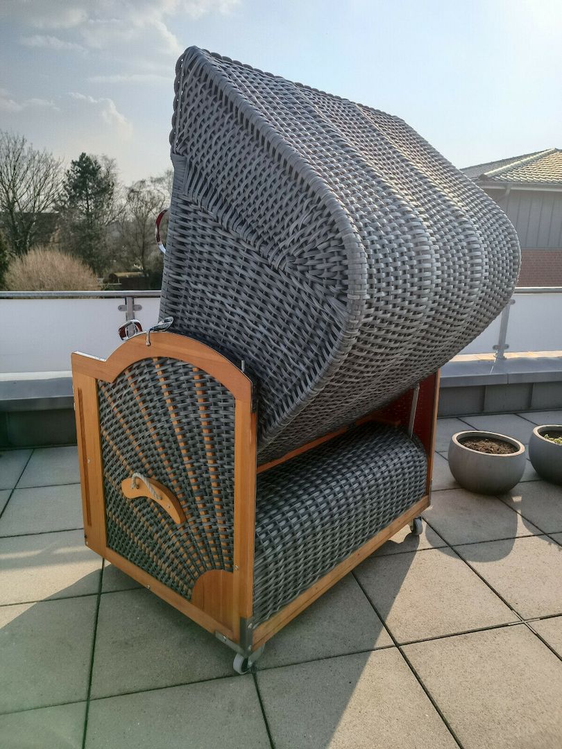 Strandkorb Liegemodell Comfort XL Anthrazit Rot Lärche Massiv Neuwertig Strandkorb Liegemodell Comfort XL Anthrazit Rot Lärche Massiv Neuwertig