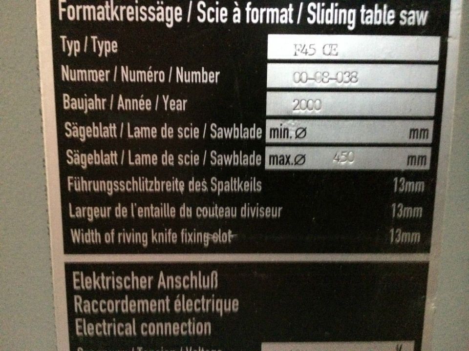 Altendorf Formatsäge F45 Formatkreissäge