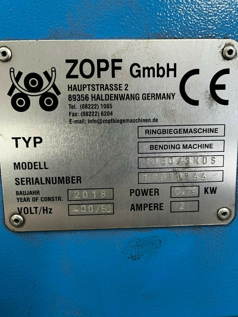 Zopf Ringbiegemaschine, gebraucht