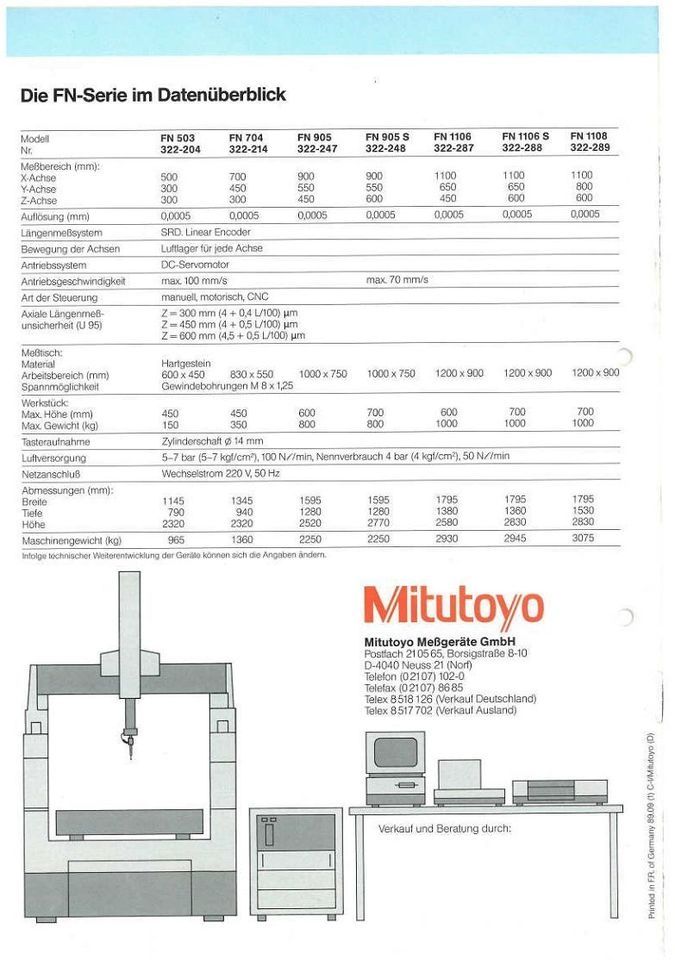 Mitutoyo CNC Messmaschine FN-604 guter Zustand voll funktinstüchtig