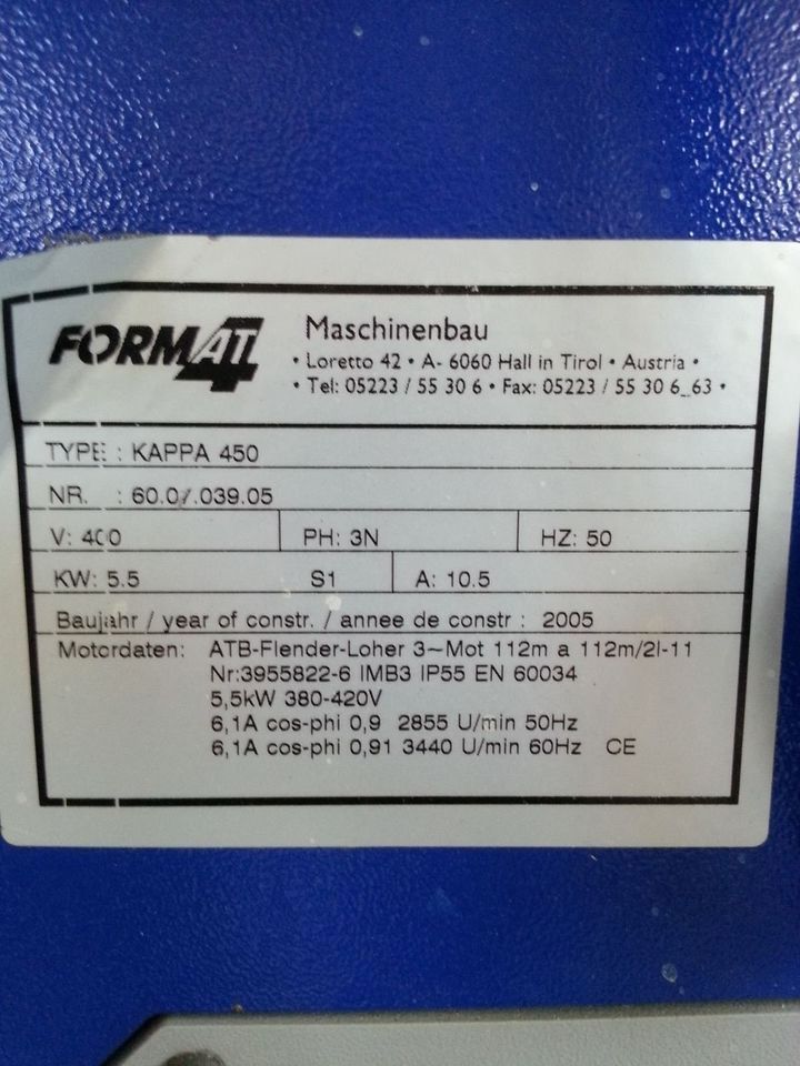 Formatkreissaege Format 4, Felder Kappa 450