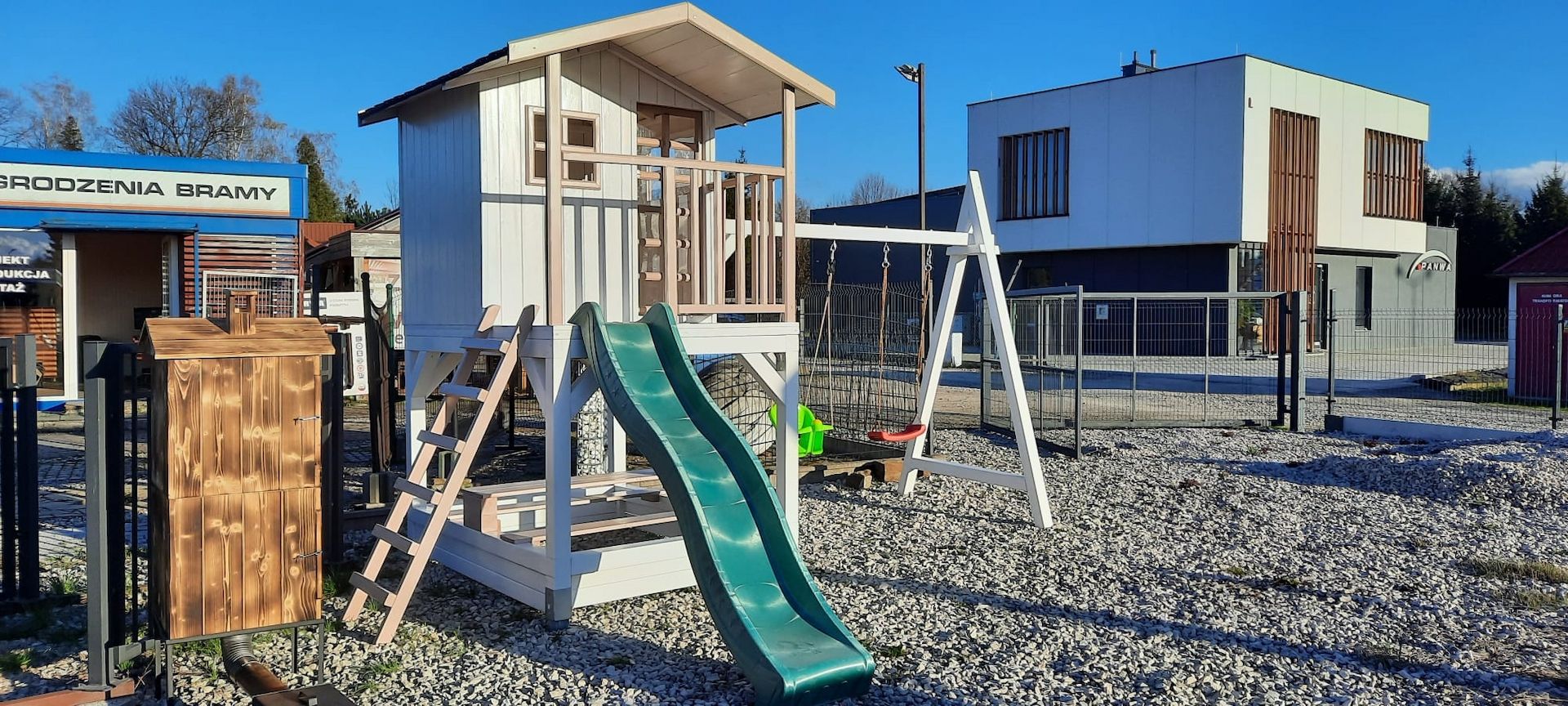 Holz Spielhaus Stelzen Kinder Sandkasten Schaukel Konstruktion