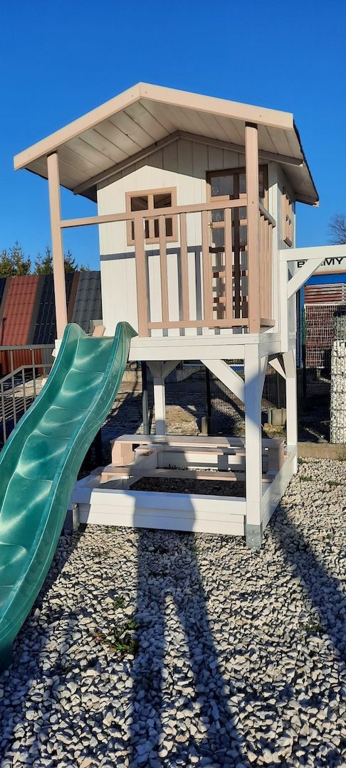 Holz Spielhaus Stelzen Kinder Sandkasten Schaukel Konstruktion