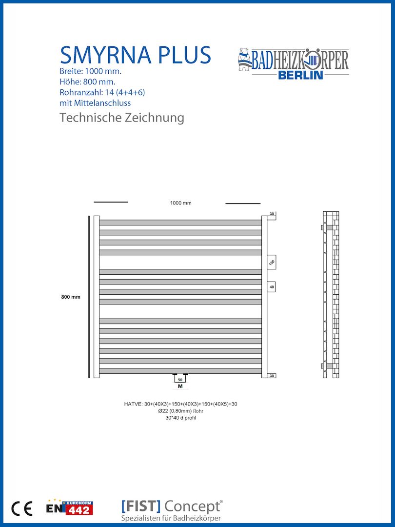 Badheizkörper SMYRNA PLUS Schwarz Matt  Breite: 1000 mm. Höhe: 800 mm. Badheizkörper SMYRNA PLUS Schwarz Matt  Breite: 1000 mm. Höhe: 800 mm.