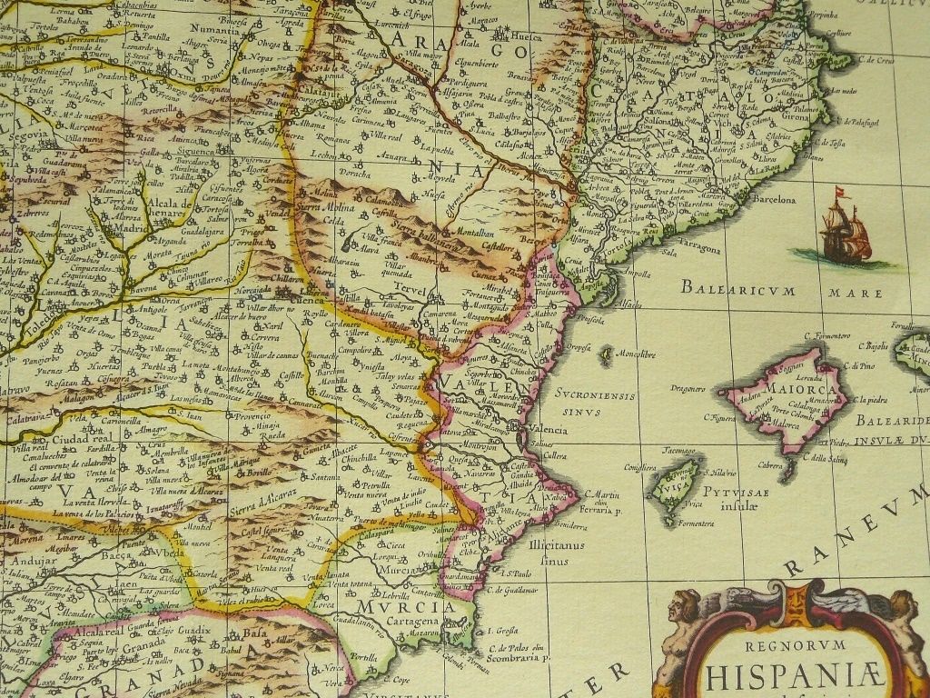 Iberische Halbinsel Grafik alt 56x46. B094