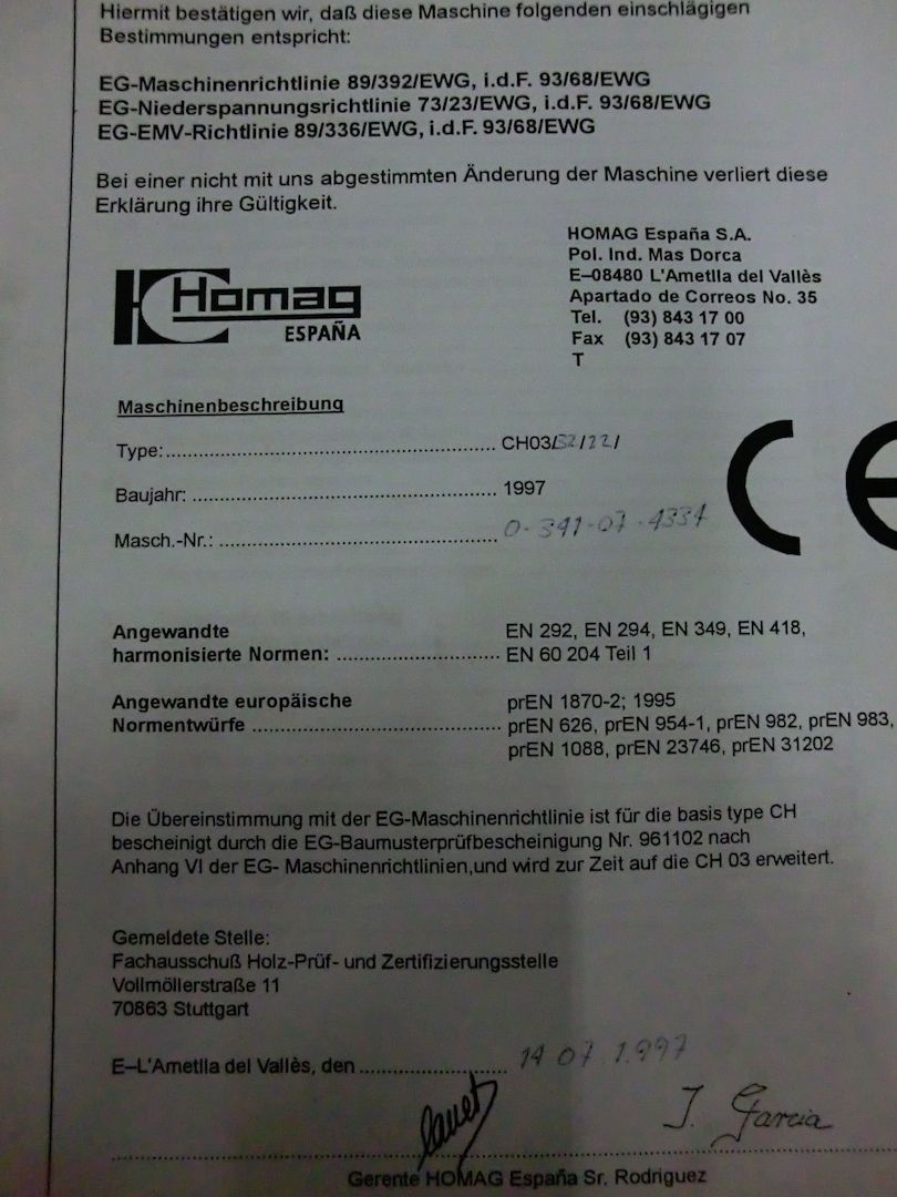 Plattensäge, Plattenaufteilsäge, Homag Espana CH03, Säge