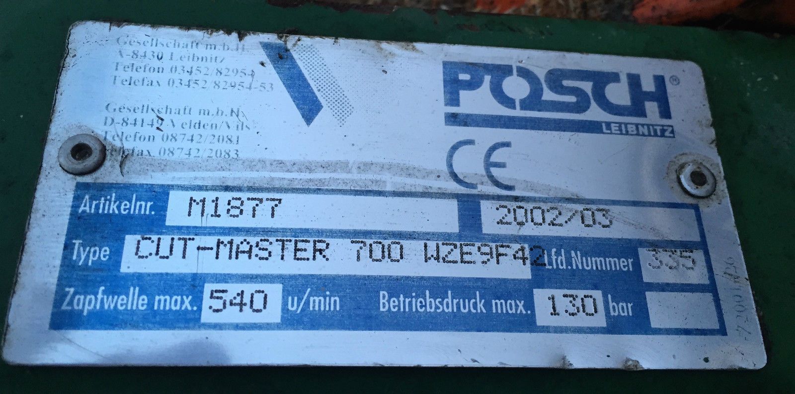 Posch CutMaster 700 Comfort mit Hydraulisch betriebenen Förderband