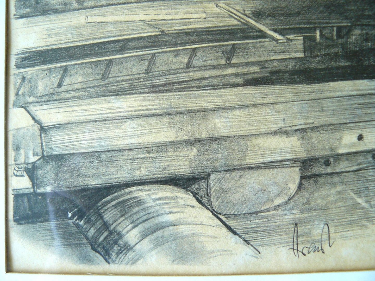 Walzenstraße feine alte Grafik 62x48. B028