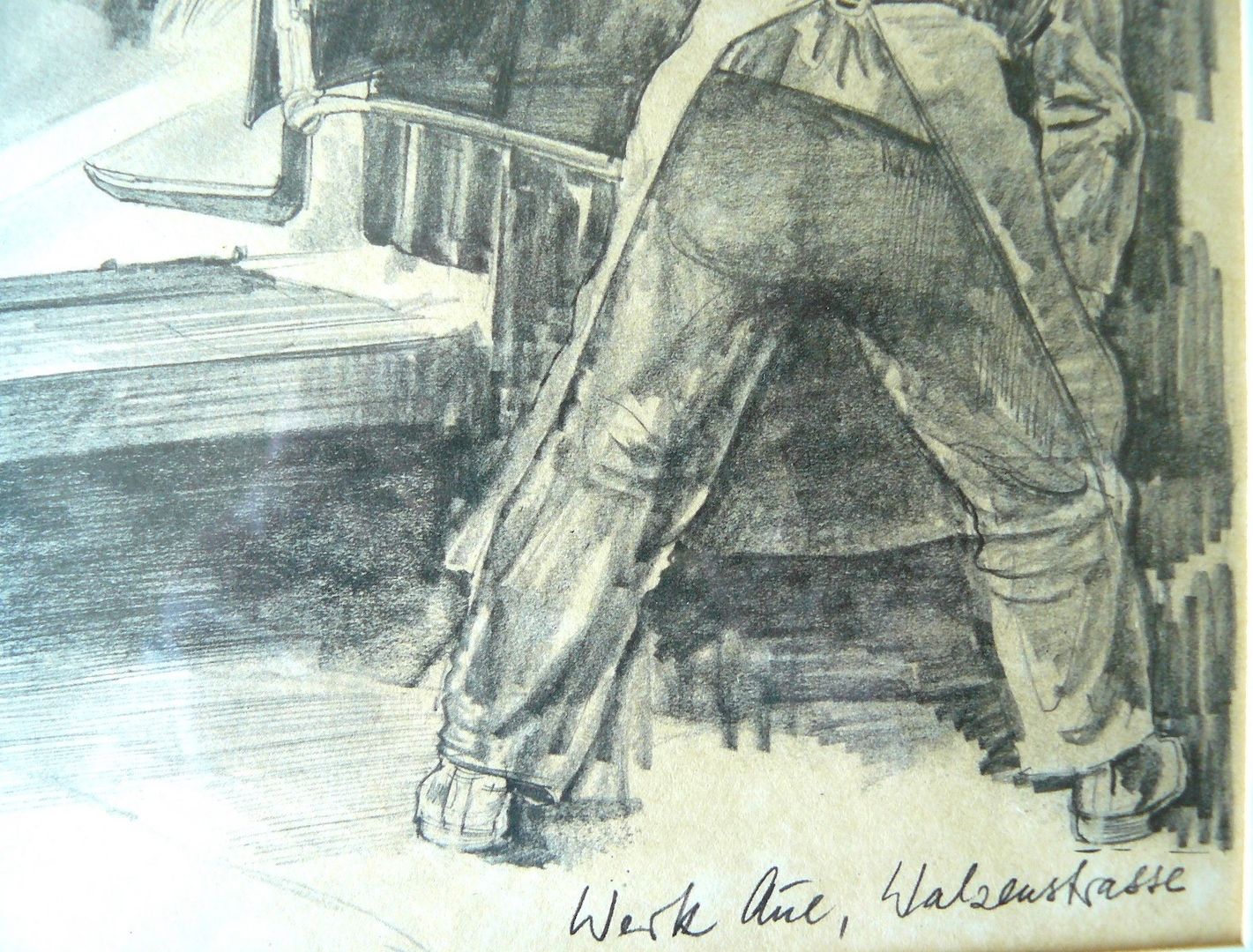 Walzenstraße feine alte Grafik 62x48. B028