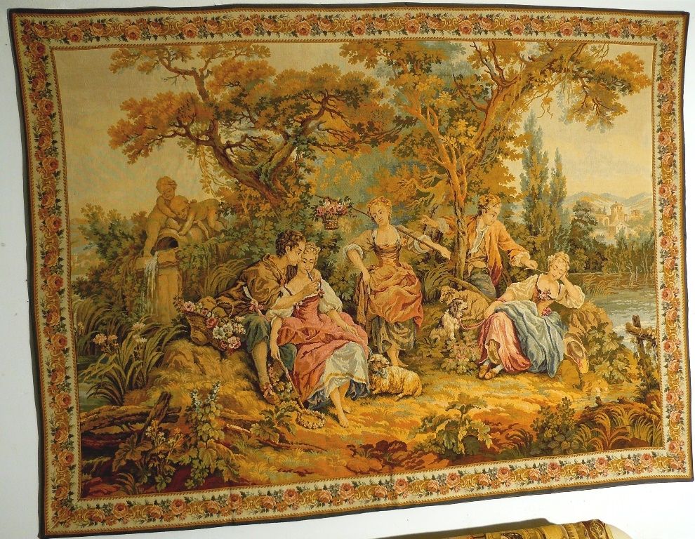 Repräsentativer Gobelin Bildteppich antik 207x157. G062