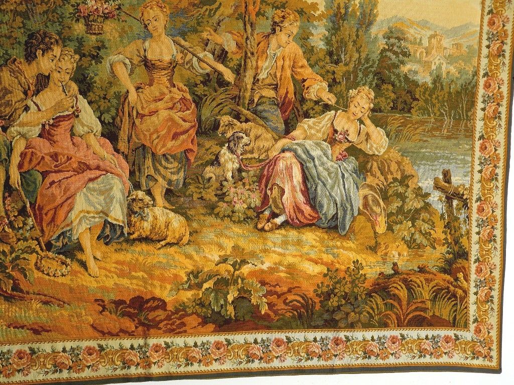 Repräsentativer Gobelin Bildteppich antik 207x157. G062
