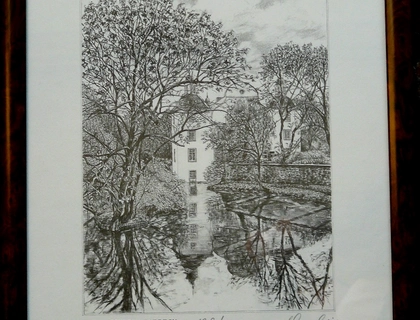 Schloss Borbeck alte Grafik 43x33. B075