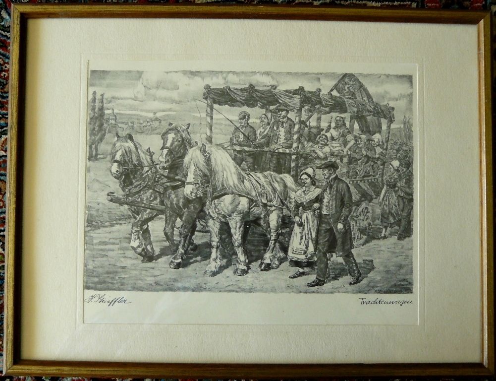 Strieffler Heinrich Trachtenwagen Grafik 42x32. B078