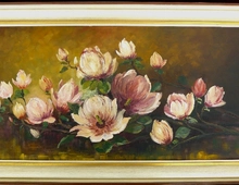 Gemälde Rudolf Winter Magnolien 93x53. B062