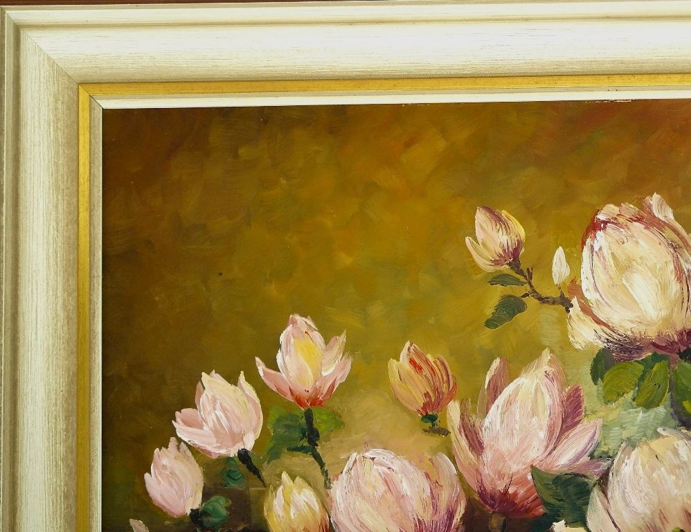 Gemälde Rudolf Winter Magnolien 93x53. B062