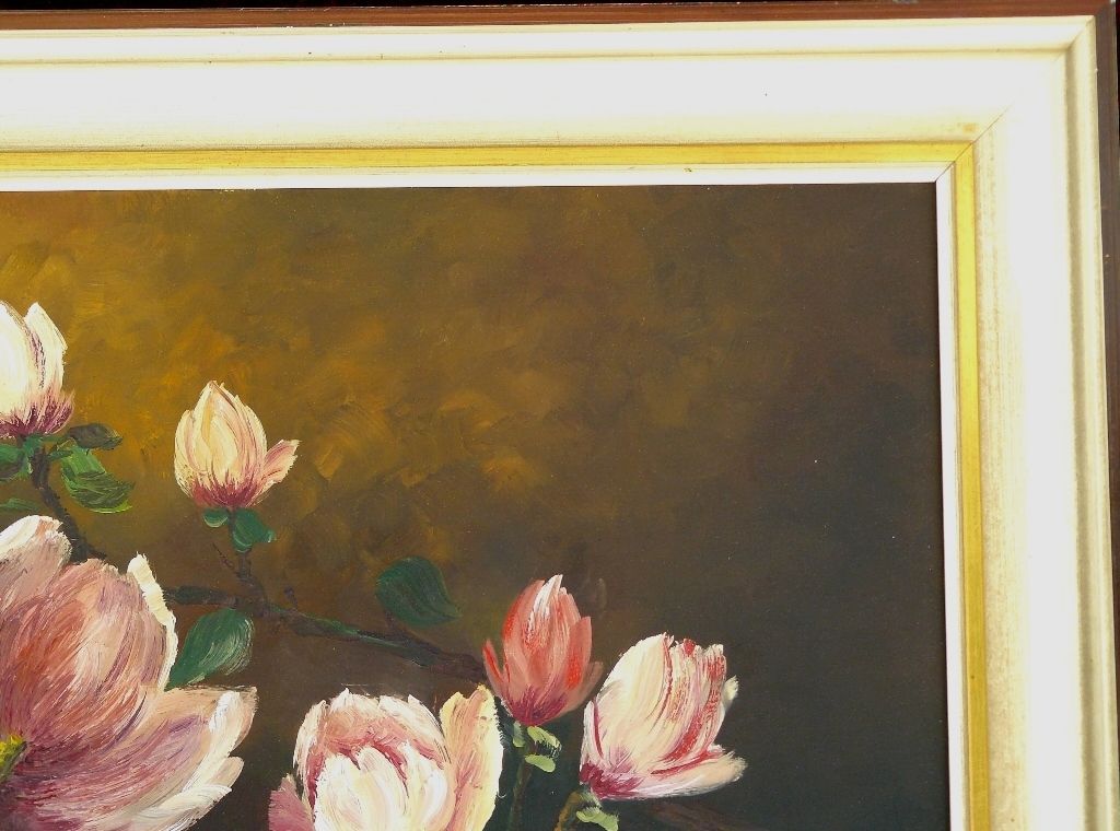 Gemälde Rudolf Winter Magnolien 93x53. B062