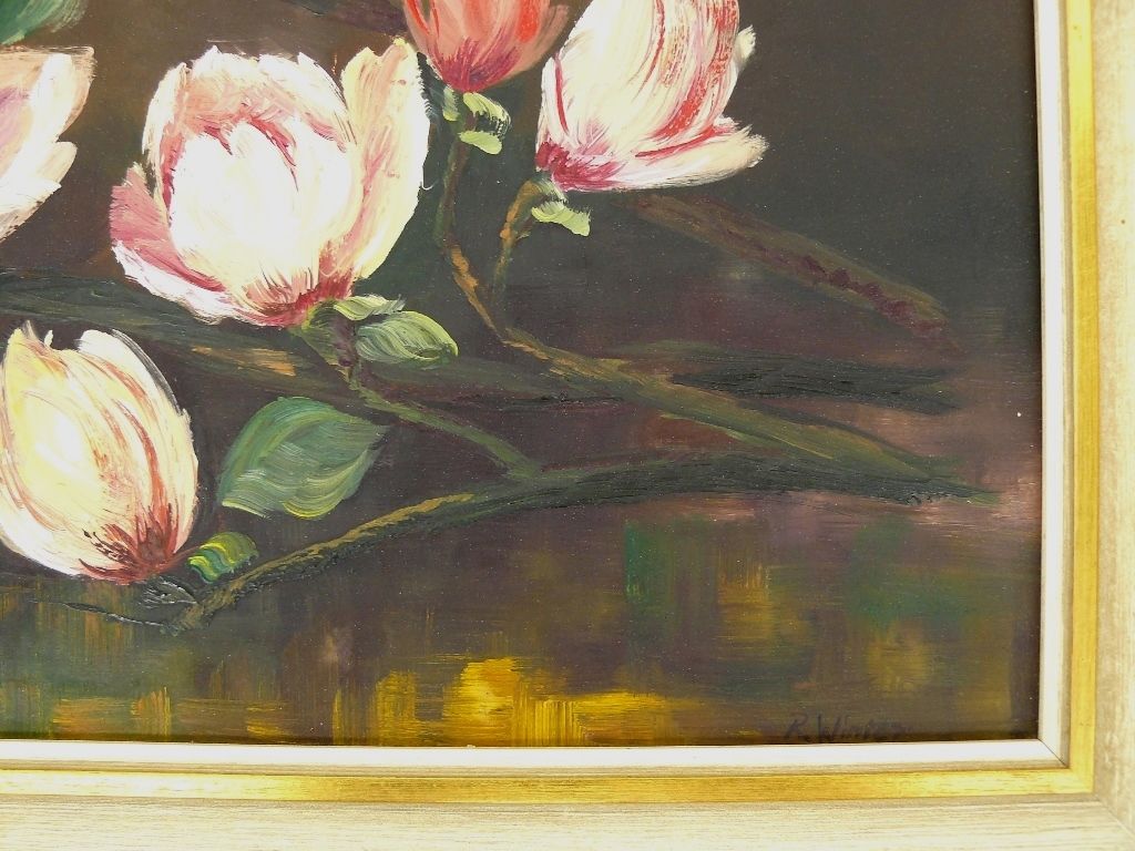 Gemälde Rudolf Winter Magnolien 93x53. B062