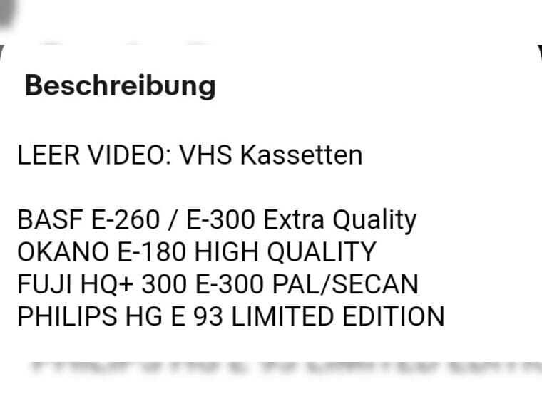 Versch. VHS Leerkassetten 