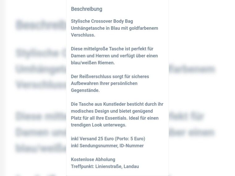 Stylische Crossover Body Bag Umhängetasche