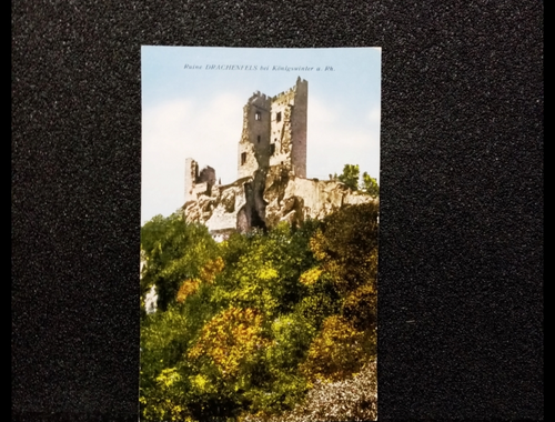 Ansichtskarte-Ruine Drachenfeld am Rhein.