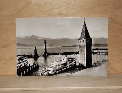 Ak-Lindau im Bodensee.Hafen und alter Leuchtturm.