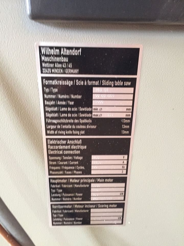Formatkreissäge Altendorf F45 ce 3,4m Schlitten Bj-99