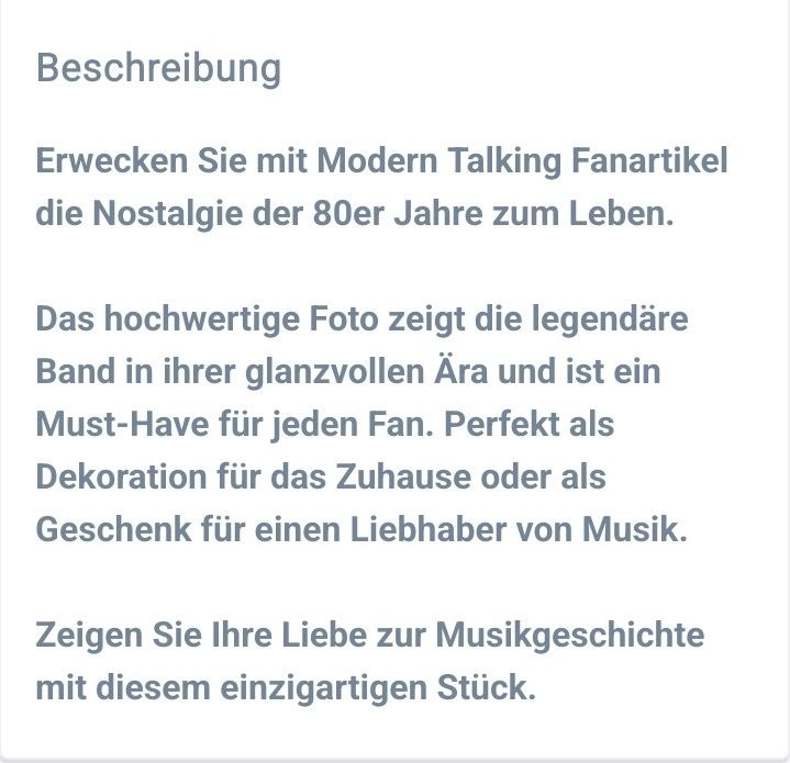 Fanartikel- Modern Talking 