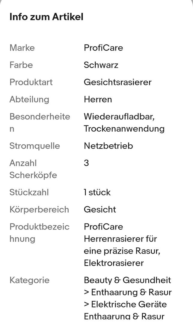Proficare Herrenrasierer Für Eine Präzise Rasur Elektrorasierer, Trockenrasur