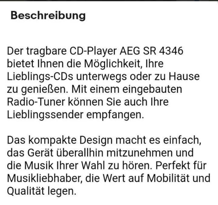 AEG SR 4346 Radio-Tuner CD-Player 