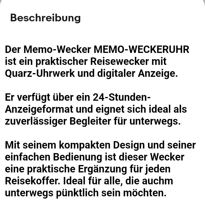 MEMO ALARM CLOCK MEMO-WECKERUHR