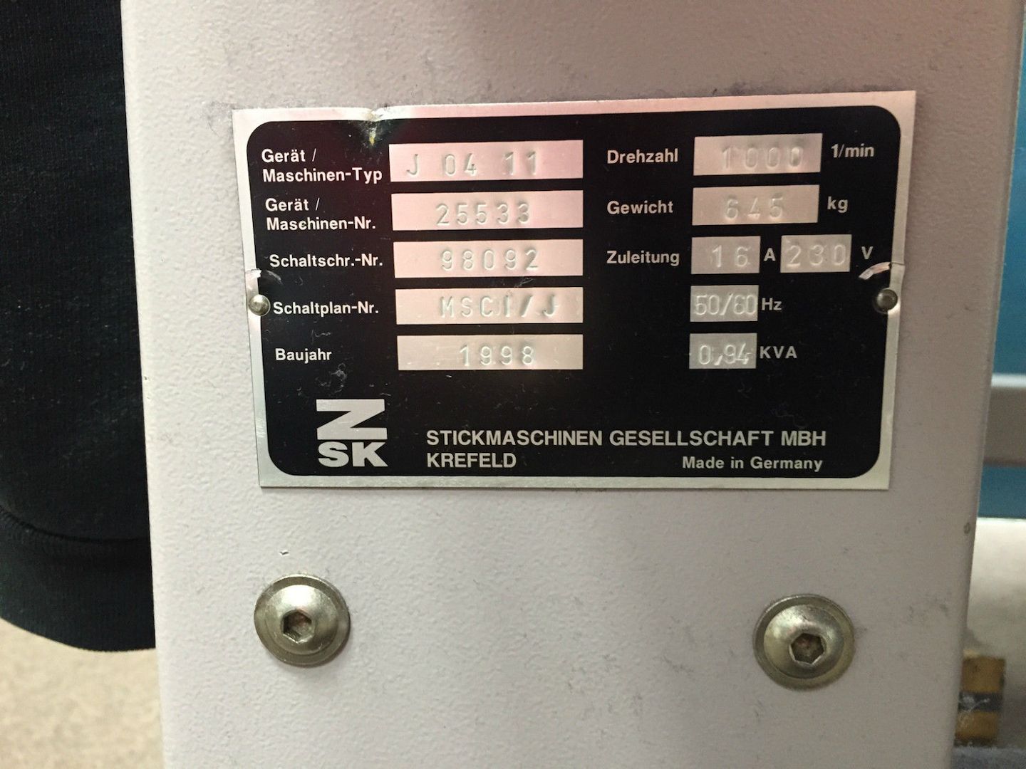 ZSK Stickmaschine Embroidery 4 Kopf