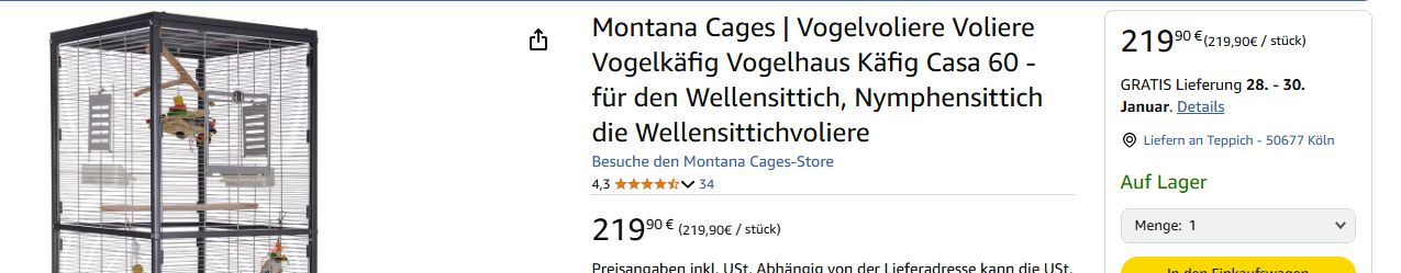 Zahmer Alexandersittich - Halsbandsittich mit Käfig und Zubehör_Weiblich