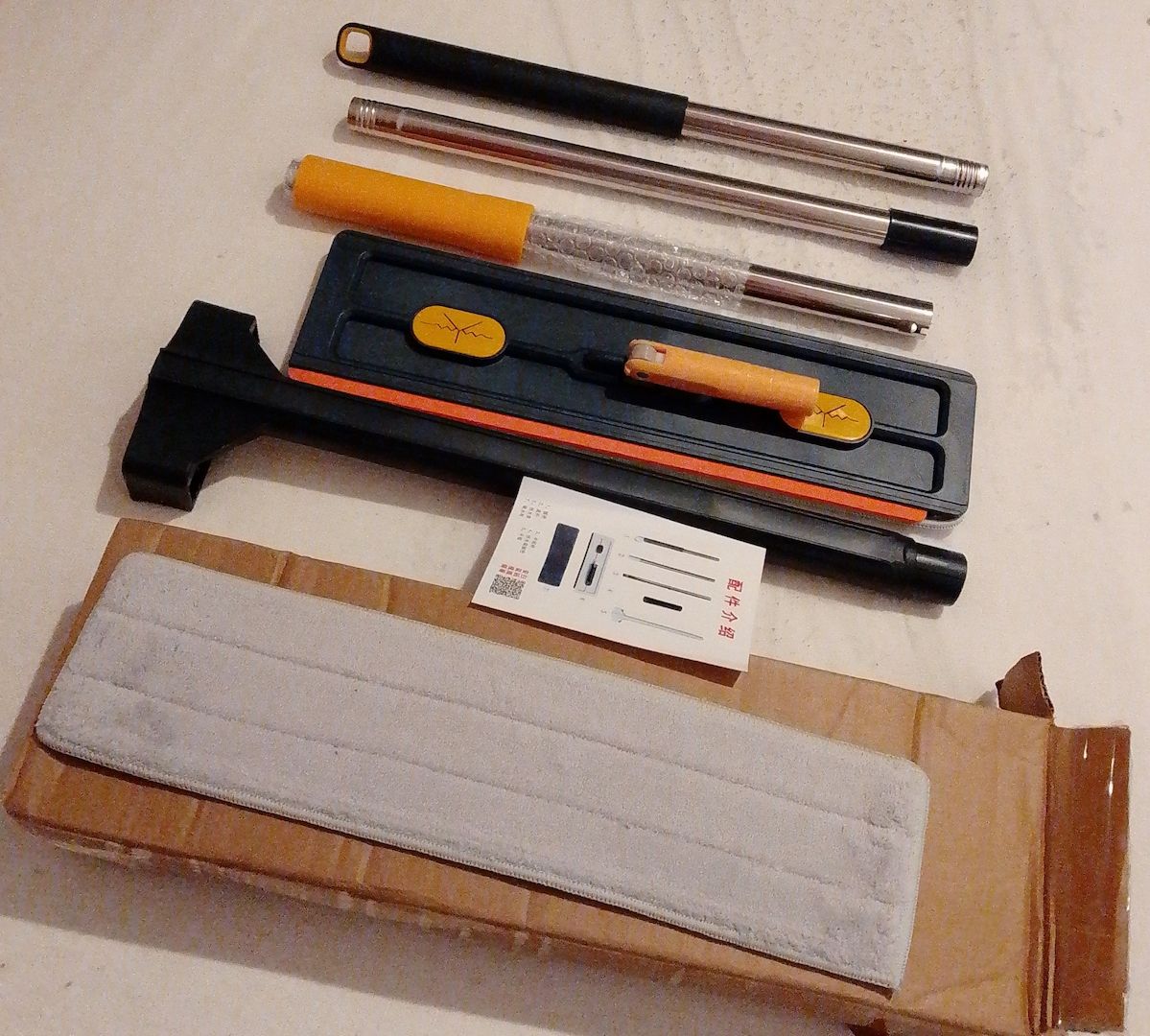 Großer Flachmop, Flacher Wischmopp, 360° Drehgelenk Bodenwischer Set Flachmopp