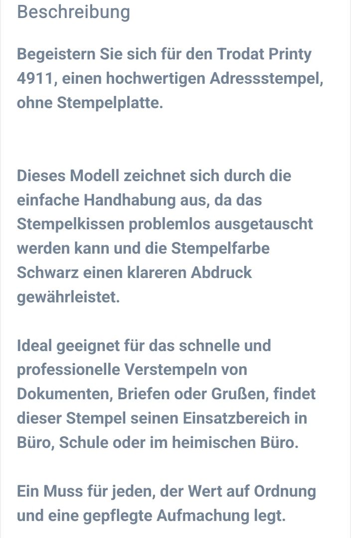 Trodat Printy 4911 Stempel ohne Adresse Stempelplatte